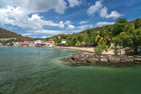 The village of Deshaies in the north of Basse-Terre, Guadeloupe, France, North America