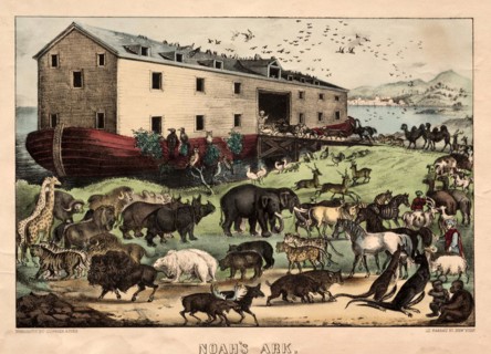 Noahs Ark, according to the biblical book of Genesis, was a buoyant box built by the patriarch Noah, Historical, digitally restored reproduction of a historical work of art