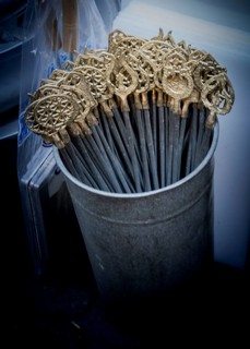 Set of empty metal skewers made in Turkey