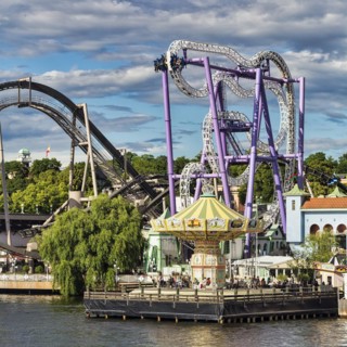 Rides at Groena Lund Amusement Park, Groenan, Djurgarden Peninsula, Stockholm, Sweden, Europe