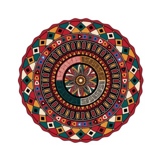 Decorative round tribal design element over white background, vector illustration
