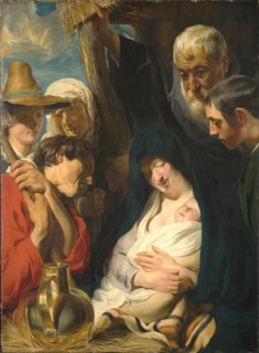 The Adoration of the Magi, painting by Jacob Jordaens, Historical, digitally restored reproduction of a historical work of art