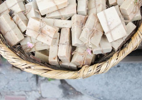 Collection of bars of fragrant hand made organic soap