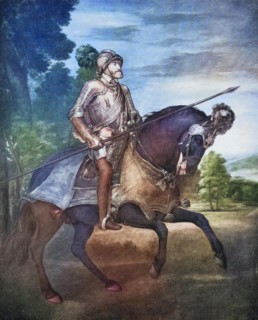 Charles V, Holy Roman Emperor, here at the Battle of Muehlberg, Historical, digitally restored reproduction of a 19th century original