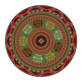 Traditional Kilim round decorative element, vector template