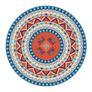 Traditional Kilim round decorative element, vector template
