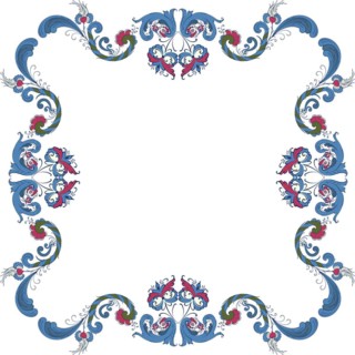 Vector floral frame with traditional Norwegian Rosemaling motif