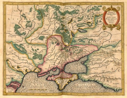 Atlas, map from 1623, tavrica chersones, Crimea, Ukraine, Black Sea, digitally restored reproduction from an engraving by Gerhard Mercator, born as Gheert Cremer, 5 March 1512, 2 December 1594, geogra...