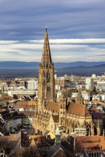 City view with cathedral, Freiburg im Breisgau, Baden-Wuerttemberg, Germany, Europe