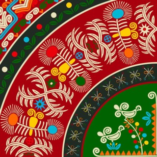 Traditional Hungarian embroidery vector decorative background card