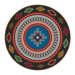 Traditional Kilim round decorative element, vector template