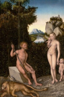Family with slain lion, painting by Lucas Cranach the Elder, 4 October 1472, 16 October 1553, one of the most important German painters, graphic artists and book printers of the Renaissance, Historica...