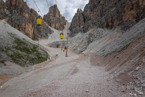Gondola lift to Forcella Staunies, Monte Cristallo group, Dolomites, Italy, Monte Cristallo group, Dolomites, Italy, Europe