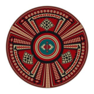 Traditional Kilim round decorative element, vector template