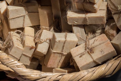 Collection of bars of fragrant hand made organic soap
