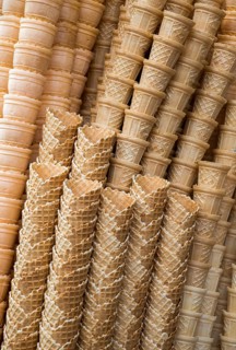 Empty Waffle Ice Cream Cones in the view