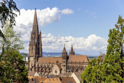 City view with cathedral, Freiburg im Breisgau, Baden-Wuerttemberg, Germany, Europe