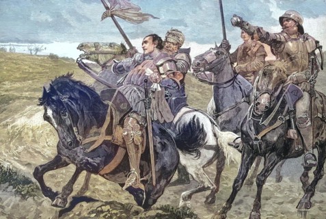 Crusaders in the holy land have fallen into an ambush, Historical, digitally restored reproduction of an original from the 19th century, exact date unknown