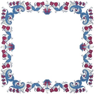 Vector floral frame with traditional Norwegian Rosemaling motif
