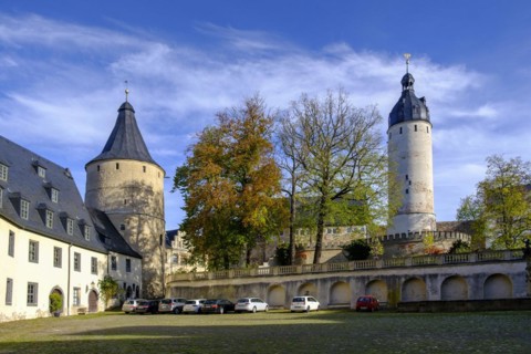 Inner courtyard, with Hausmannsturm, Altenburg Castle, Altenburg, Thuringia, Germany, Europe