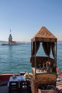 Maidens Tower located in the middle of Bosporus