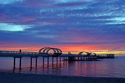Kellenhusen Baltic Sea pier, sunrise, Schleswig-Holstein, Germany, Europe