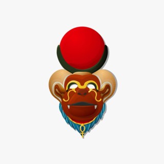 Mask of the Egyptian god Thoth in baboon form, vector illustration
