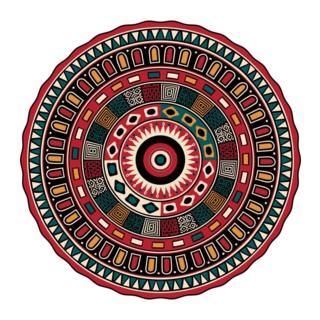 Decorative round tribal design element over white background, vector illustration