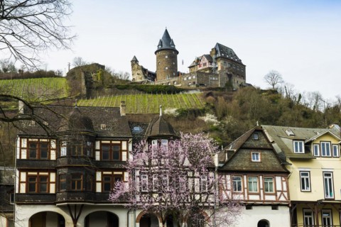 Stahleck Castle, Bacharach, Upper Middle Rhine Valley, UNESCO World Heritage Site, Rhine, Rhineland-Palatinate, Germany, Europe