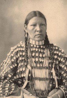Freckled Face, woman from the Arapahoe tribe, an Indian people of North America, after a picture by F.A.Rinehart, 1899, Historic, digitally restored reproduction of an original from that time
