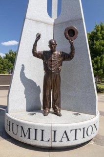 Tulsa, Oklahoma, Hope Plaza at John Hope Franklin Reconciliation Park. The park is a memorial based on the 1921 race massacre in which many African-Americans were murdered and the Greenwood District b...