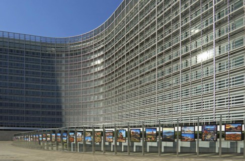 Pictures of the Czech Republic in front of Berlaymont building, seat of the European Commission, Brussels, Belgium, Europe
