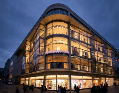 Peek & Cloppenburg, department stores' chain, Koenigsstrasse, blue hour, Stuttgart, Baden-Wuerttemberg, Germany, Europe