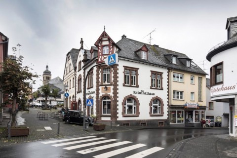Kriminalhaus in Hillesheim, a criminal property with the Cafe Sherlock, a bookshop and an archive all about detective stories, Hillesheim, Rhineland-Palatinate, Germany, Europe
