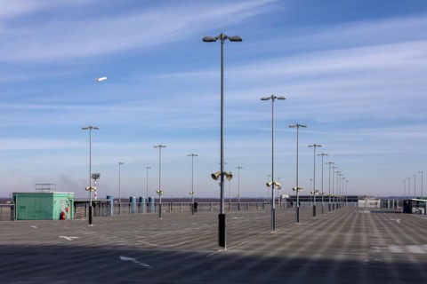 Duesseldorf Airport, DUS, parking, parking spaces, empty parking decks in Airport International car parks in lockdown in Corona crisisAirport International, Duesseldorf Airport, airfield, taxiway, Due...