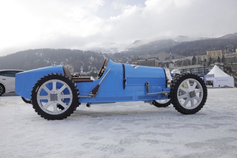 Bugatti Type 35, faithful replica on a scale of 1:3 by The Little Motor Company, The ICE, St. Moritz, Engadin, Switzerland, Europe