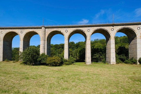Railway viaduct, Altenbeken viaduct, sand-lime bridge, Altenbeken, East Westphalia-Lippe, North Rhine-Westphalia, Germany, Europe