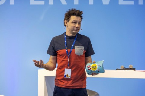 Andre Gatzke from KIKA, WDR, Sendung mit der Maus. Didacta trade fair in Stuttgart, Europes largest education trade fair