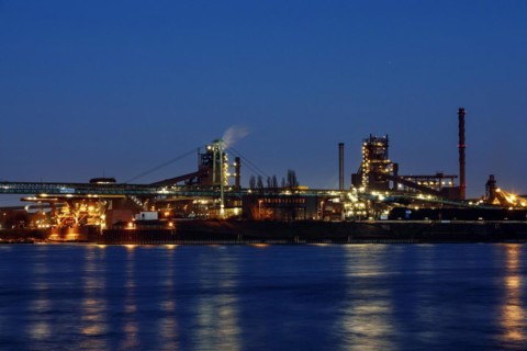 Blast furnace of thyssenkrupp Steel Europe AG at Suedhafen Walsum, Duisburg, North Rhine-Westphalia, Germany, Europe