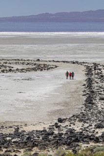 Promontory, Utah, The Spiral Jetty, an earthwork sculpture created by Robert Smithson in 1970 in Great Salt Lake. The sculpture was underwater for 30 years but is now on dry land due to the historic d...