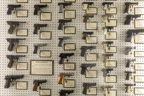 Claremore, Oklahoma, Italian handguns at the Davis Arms & Historical Museum, which displays what it calls the worlds largest private firearms collection. The weapons originally belonged to J. M. Davis...