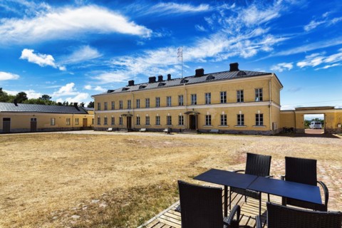 Historic Post & Customs House from 1828, courtyard, architects Carl Ludvig Engel and Carlo Bassi, Eckeroe, Fasta Aland, Aland Islands, Aland Islands, Finland, Europe