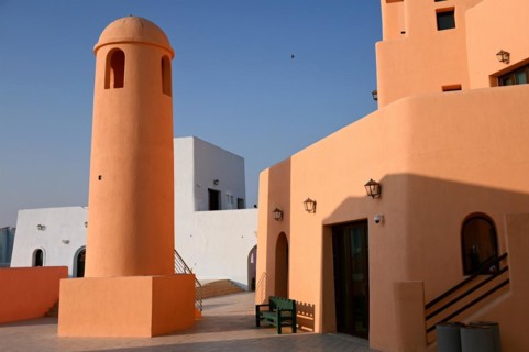Colourful houses in Mina District, Mia Park, Old Port Doha, Qatar, Asia