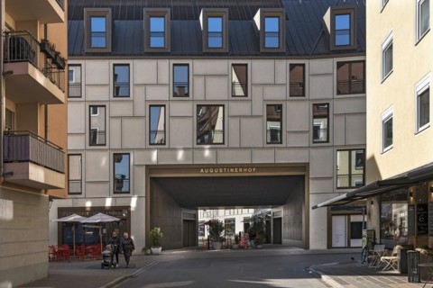 Entrance to the Augustinerhof and the New Museum Nuremberg, Nuremberg, Middle Franconia, Bavaria, Germany, Europe