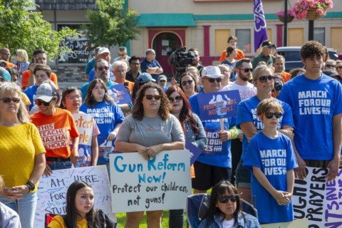 Oxford, Michigan USA, 11 June 2022, Hundreds rallied for tighter gun control laws in the town where four students were shot and killed at Oxford High School in November 2021. It was one of many rallie...