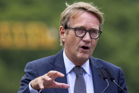 Ronald Pofalla, portrait, then Member of the Board of Management of Deutsche Bahn AG responsible for infrastructure, at the construction site of the Filstalbruecke railway bridge, bridge building at a...
