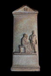 Marble tomb stele, 3rd century BC, Archaeological Museum in the former Order Hospital of the Knights of St John, 15th century, Old Town, Rhodes Town, Greece, Europe