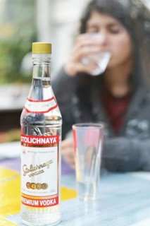 An 11-year-old girl stands as a model. Symbol photo alcoholism, Germany, Europe