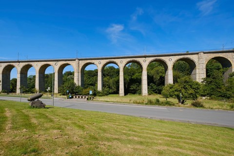 Railway viaduct, Altenbeken viaduct, sand-lime bridge, Altenbeken, East Westphalia-Lippe, North Rhine-Westphalia, Germany, Europe