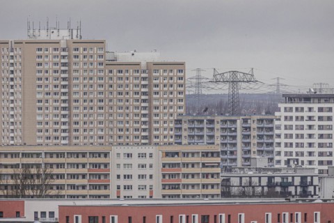Apartment blocks in the Marzahn district, photographed in Berlin, 01.02.2023., Berlin, Germany, Europe